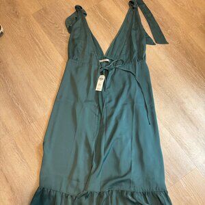 Abercrombie & Fitch Shoulder Tie Maxi Wrap Dress, Green, XS